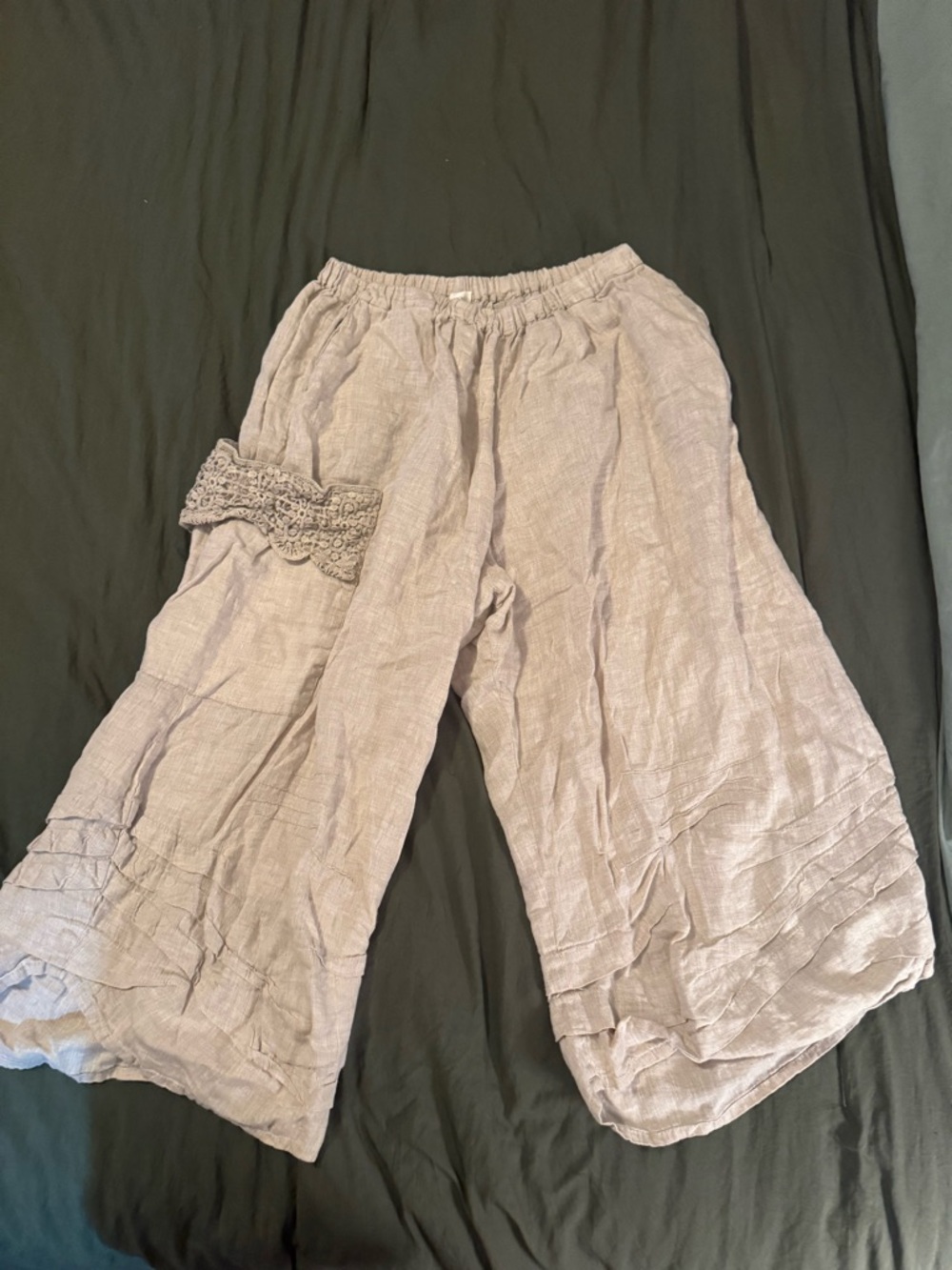 Women's Wide-Leg Linen Blend Pants in Light tan